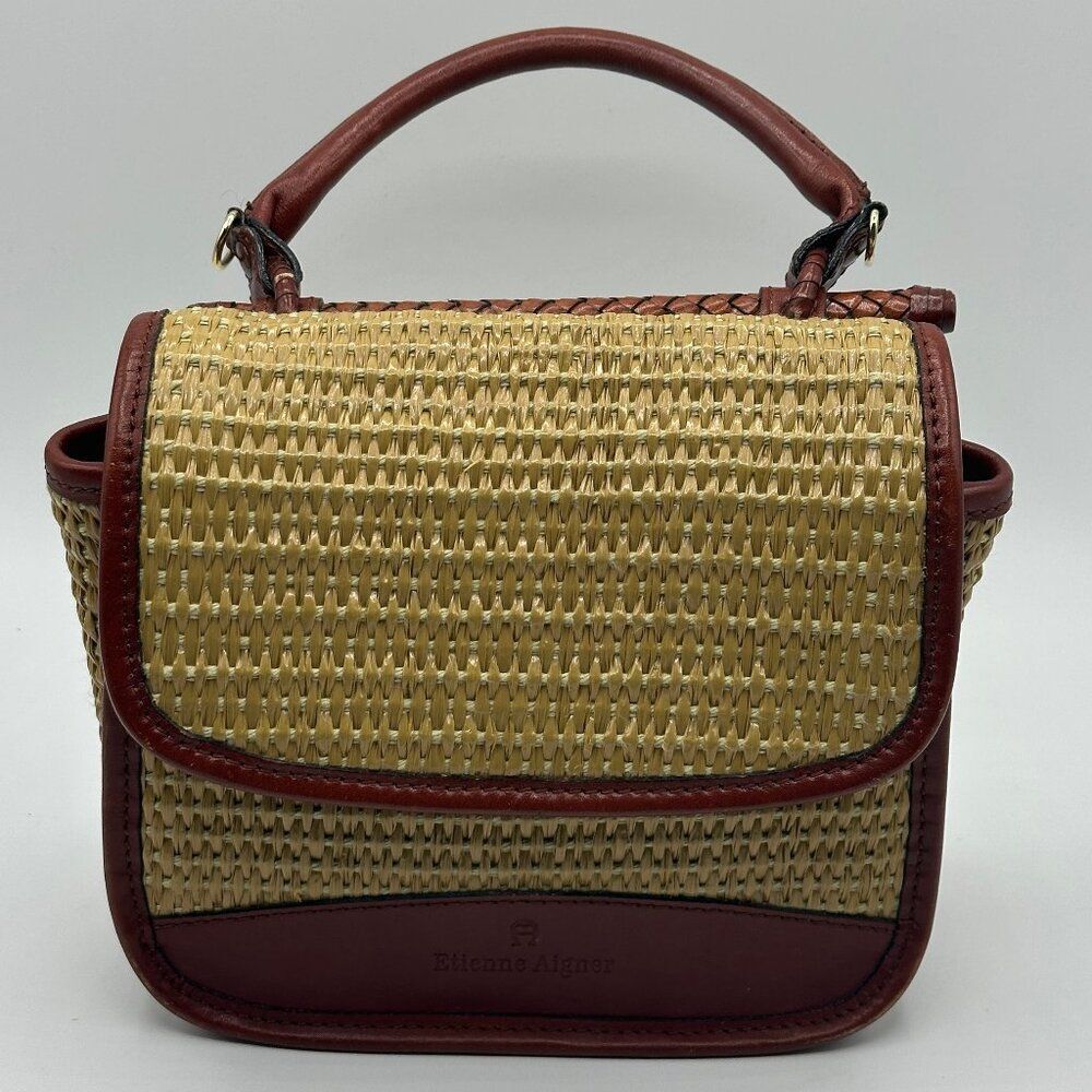 Etienne Aigner Women's Vintage Basket Weave Leather Strap Handbag